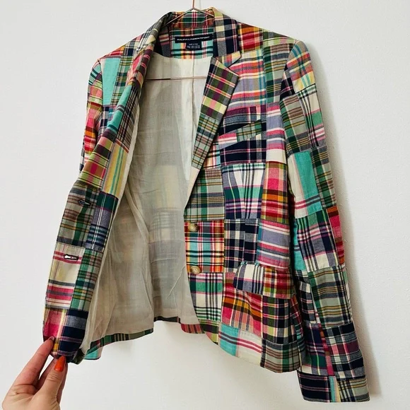 Vintage Ralph Lauren Patchwork Madras Blazer Jacket Plaid Preppy - Picture 13 of 13